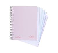 Navigator | Quaderno A4+ linea | copertina extra | rosa pastello | bordo 5 colori | carta 80 g | 120 fogli microforati 4 trapani | spirale chiusura Coil Lock | carta premium writing