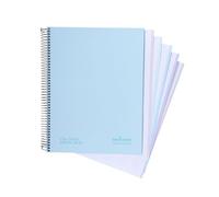 Navigator | Taccuino 120 fogli a4+ | copertina extra | 1 linea | blu pastello | bordo 5 colore | carta 80 g | fogli microperforati 4 trapani | spirale chiusura Coil lock | carta premium writing