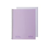 Navigator | Taccuino a righe A4+ copertina extra | 1 linea | Lavanda Pastello | 1 bordo colore | carta 80 g | 80 fogli microforati 4 trapani | spirale Coil Lock | carta premium writing