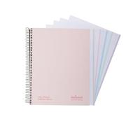 Navigator | Taccuino A4 + quadretti 5 x 5 | copertina extra | rosa pastello | bordo 5 colori | carta 80 g | 120 fogli microforati 4 trapani | spirale coil-Lock | carta premium writing