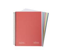 Navigator | Taccuino multiassegnazione A4+ | copertina rigida | 1 linea | rosso | 5 bordo colore | carta 80 g | 120 fogli microforati 4 trapani | spirale chiusura Coil Lock | carta premium writing