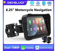 Navigatore GPS portatile da 6,25 pollici per moto con touchscreen, Carplay, Android Auto, Bluetooth, registratore di guida, monitor moto, impermeabile IPX7