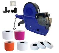 NaviLintek Etichettatrice per pistola per cartellini dei prezzi, macchina per adesivi per prezzi a 20 cifre con 1500 rosso 1500 arancione 4800 etichette bianche 2 rotoli di inchiostro, creatore di