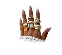 Navirix Anello da donna in oro spesso, per pollice, nocche, non si ossida, minimalista, irregolare, Lega di acciaio, Nessuna pietra preziosa