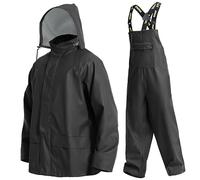 Navis Marine Tuta antipioggia da uomo giacca impermeabile e bavaglini set combinato per la massima sicurezza comfort Lime acido(Black,XL)