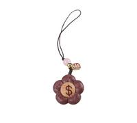 Navishendley Ciondolo a forma di fiore in legno, sandalo rosso e cipresso sangue, cinturino per telefono, portachiavi in legno floreale per borse, telefoni, portafogli, ornamento da appendere all'auto