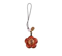 Navishendley Ciondolo a forma di fiore in legno, sandalo rosso e cipresso sangue, cinturino per telefono, portachiavi in legno floreale per borse, telefoni, portafogli, ornamento da appendere all'auto