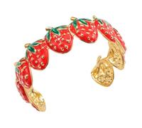 Navna Braccialetto aperto regolabile con disegni di fragole gioielli di moda per le donne idee regalo braccialetto aperto alla moda in acciaio inossidabile, Misura unica, come descritto