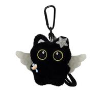 Navna Elegante portachiavi in peluche a forma di gatto, in materiali morbidi, con ali spettrali, per vacanze, Halloween, feste di Natale, gatti neri, roba di Halloween, Sss, Taglia unica