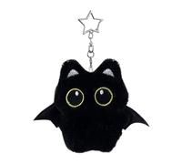 Navna Elegante portachiavi in peluche a forma di gatto, in materiali morbidi, con ali spettrali, per vacanze, Halloween, feste di Natale, gatti neri, roba di Halloween, F, Taglia unica