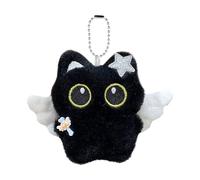 Navna Elegante portachiavi in peluche a forma di gatto, in materiali morbidi, con ali spettrali, per vacanze, Halloween, feste di Natale, gatti neri, roba di Halloween, D, Taglia unica