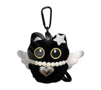 Navna Elegante portachiavi in peluche a forma di gatto, in materiali morbidi, con ali spettrali, per vacanze, Halloween, feste di Natale, gatti neri, roba di Halloween, S, Taglia unica