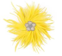 Navna Elegante spilla a forma di fiore piumato ornamento per capelli con strass borchie decorazioni per capelli gioielli per eventi di danza Dressingup copricapo moda, Giallo, Taglia unica