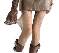 Navna Summers - Collant sottili e trasparenti con motivo a rete per donne, calze a vita alta, calze a rete con motivo pesce, collant, regali, Colore caffè., Taglia unica