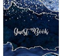 Navy Blue Agate Guest Book: Silver Glitter on Navy Blue Agate Guest Book with Gift Log