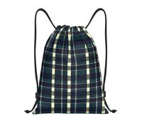 Navy Blue Green Plaid Patterns Print Uomo Donna Zaino Con Coulisse Regolabile Zainetto Leggero Sacca Sportiva Per Calcio All'Aperto Tempo Libero