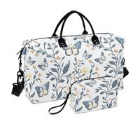 Navy Blueb Butterfly Branch Decorativo Carry On Personal Item Bag Large Gym Bag con Toiletry Bag per Viaggi di Lavoro Grande Capacità Bolsa para en Avion