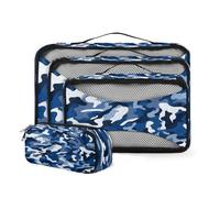 Navy Classic Camo Print Cubi di imballaggio per valigia 4 Set di bagagli da viaggio Organizer con Mesh Top Storage Bag per accessori da viaggio