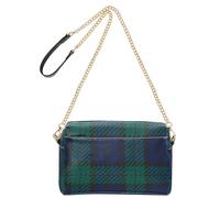 Navy Nero Verde Twill Weave Buffalo Plaid Tartan Check Scozia Piccola Borsa a Tracolla Donna in Pelle Vegana Borsa a Tracolla da Donna Borsa a Tracolla Impermeabile Borsa a Tracolla per Donna