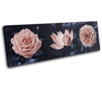 Navy Peach Flower Garden Nature Floral SINGLE TELA parete arte foto stampa