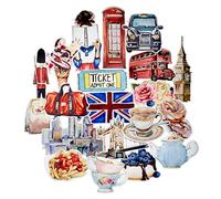 Navy Peony adesivi a tema viaggio nell'eccentrica Inghilterra (confezione da 20) piccoli carini impermeabili e resistenti Belle decalcomanie a tema avventuroso per borracce laptop album di ritagli