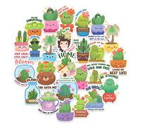 Navy Peony Adesivi adorabili con cactus e piante grasse (25 pezzi) - carini, impermeabili, per bambini, citazioni di piante da appartamento per bambini, laptop, bomboniere