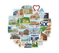 Navy Peony Adesivi da Viaggio Trendy Toronto (28 pezzi) - T-Dot, Queen City, Stickers a Tema Cittadino del Canada per Scrapbooking, Diari, Valigie