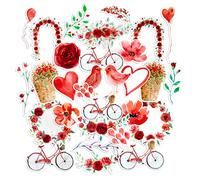 Navy Peony Adesivi di San Valentino con Cuore Rosso e Rosa (28pcs) - Amore Scrapbook