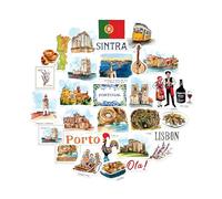 Navy Peony Adesivi Ispirazione Portogallo