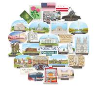 Navy Peony Adesivi Viaggio Monumentali Washington DC (28 pz) - Per Scrapbook e Diari
