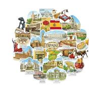 Navy Peony Adesivi Viaggio Spagna Centro-Sud (28 pz) - Decalcomanie Madrid, Siviglia per Scrapbook