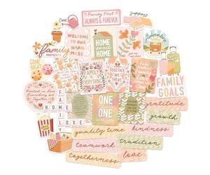 Navy Peony Bonds and Dreams Adesivi Vision Board Famiglia (30 pezzi) - Peach Fuzz, Adesivi Floreali Pastello per l’Unità Familiare, Scrapbook, Festa Vision Board