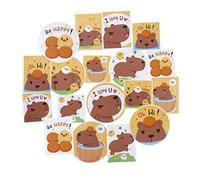Navy Peony Happy Capybara Sticker Set (18-Pack) - Waterproof, Durable, Animal Themed | Square, Vertical Stickers for Planners | Big, Round Decals for Laptops, Water Bottles