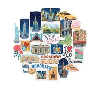 Navy Peony Iconic New York City Statement Stickers (28 pezzi) - per Laptop, Borraccia, Valigia