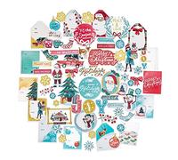 Navy Peony Set di Adesivi e Etichette Regalo Jolly Christmas (67 Pezzi) - Impermeabili, Resistenti, Tema Natalizio | Decalcomanie Invernali per Diari, Ornamenti, Scrapbook