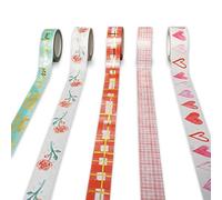 Navy Peony Set di Washi Tape "Cuori di San Valentino e Citazioni d'Amore" (5 Rotoli, 2.8 cm x 5 m) - Lamina Dorata, Resistente | Nastri Decorativi Larghezza per Planner, Diari, Scrapbook