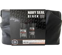 Navy Seal No. 9 - Set da bagno e cura Men' s Body Care (2 pezzi) di Raphael Rosalee Cosmetics - Set regalo da bagno da uomo con borsa da trucco, shampoo e gel doccia