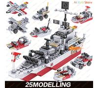 Navy War Chariot Nave Esercito Barca Aereo Modello Navi da guerra Building Blocks Compatibile con Lego Construction Set per ragazzi Giocattoli in mattoni