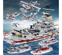 Navy War Chariot Nave Esercito Barca Aereo Modello Navi da guerra Building Blocks Compatibile con Lego Construction Set per ragazzi Giocattoli in mattoni