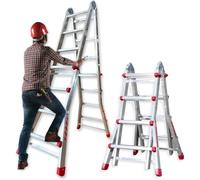 NAWA - Scala Telescopica in Alluminio 4+4 | Facile Uso e Trasporto | Versatile per Fai-da-te e Professionali | Certificata EN131