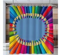 NAWVNMI 180 x 200 cm Pastelli Cerchi 1 Tenda da doccia Arte Istruzione Tenda da bagno Anti-Muffa per Bagno Decoro Tessuto Poliestere Impermeabile con ganci per Casa, Hotel
