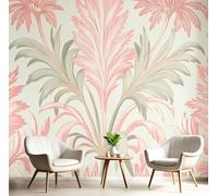 NAWVNMI 3D Carta da Parati Panoramica, 300 x 210cm, Foglia Di Palma Disegno Simmetrico, Decorazioni da Parete per Soggiorno, Adulto, Camera dei bambini, Studio Decorazione