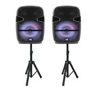 Naxa Electronics - Altoparlanti dual Bluetooth True Wireless Sync Party con luci da discoteca, 30,5 cm, colore: nero