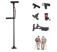 Naxir - Bastone da passeggio sicuro, telescopico, robusto, pieghevole, regolabile, ortopedico, per anziani, per l'equilibrio, per la mobilità, per alpinismo, rotante, a quattro zampe, con luce