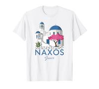 Naxos Grecia, panoramica isola greca divertente design tetto a cupola blu Maglietta