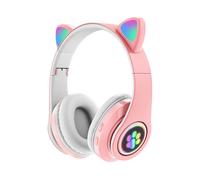 NAXSIR RGB Cat Ear Wireless CUFFIA GAMING, Rosa