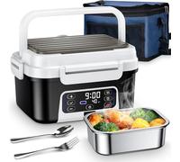 Naxup Scaldavivande Elettrico Portatile, 1.5L Porta Pranzo Riscaldabile con Timer, Per Ufficio, Cantiere, Viaggio, Auto, Scaldavivande a Batteria Ricaricabile | Heated Lunch Box