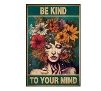Nayyana Be Kind to Your Mind - Poster vintage da parete, stile hippie bohémien, regali di incoraggiamento per donne, ufficio, camera da letto, soggiorno, decorazione da parete, stile 3