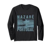 Nazare Portogallo Surf Paradiso Spiaggia Oceano Vintage Surfer Maglia a Manica