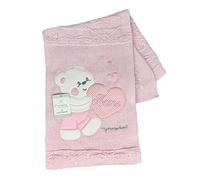 NAZARENO GABRIELLI Copertina Culla Carrozzina Ricamata Neonato in Filo 0823 Rosa -